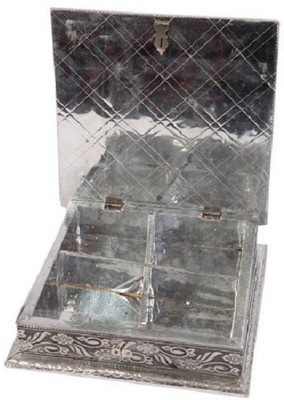 

HanumantCreations Handicraft Dry fruit Box Aluminium, Wooden Decorative Platter(Silver, Multicolor)