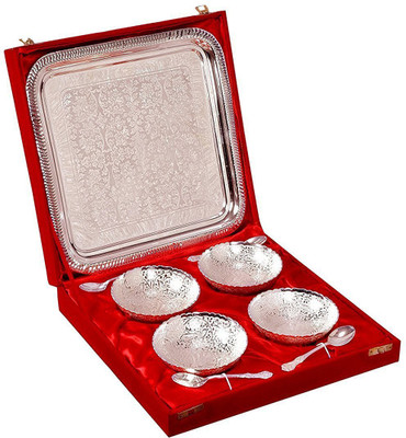

SWHF Silver Plated Decorative Platter(Silver, Pack of 4)