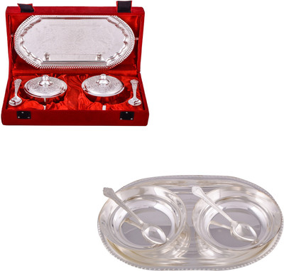 

G S Museum Supari Set with Spoon and 2 6" Bowl with Spoon and Tray Bowl Spoon Tray Serving Set