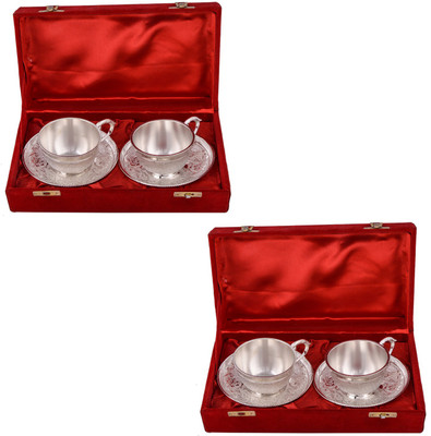 

G S Museum 2 Cup Plate Set 2 Sets Bowl Spoon Tray Serving Set(Pack of 8)