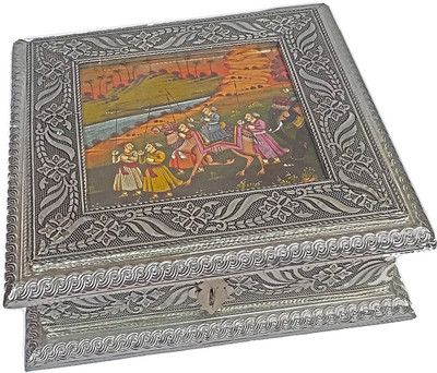 

AURUM Silver Antique 4C Wooden Decorative Platter(Silver)
