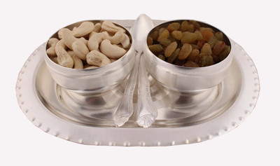 

G S Museum Silver Plated Decorative Platter(Silver, Pack of 5)