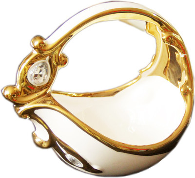 

White Gold Porcelain Decorative Platter(White, Gold)