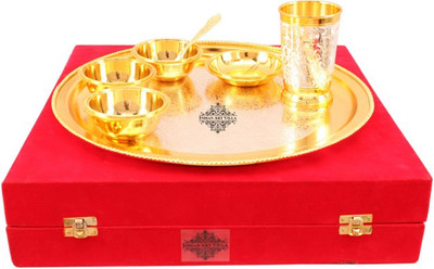 IndianArtVilla Silver Plated Decorative Platter(Silver, Pack of 7)