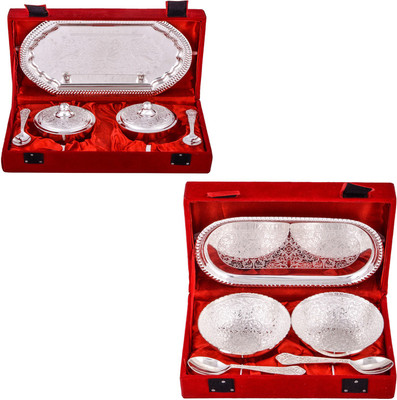 

G S Museum Supari Set with Spoon and 2 Flower Bowl with Spoon and Tray Bowl Spoon Tray Serving Set