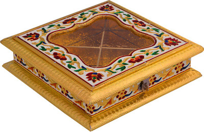 

HappyCraft Wooden, Gold Plated, Plastic Decorative Platter(Gold)