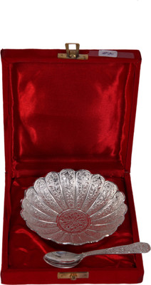 

JT International German Silver Bowl Tray Serving Set(Pack of 2)