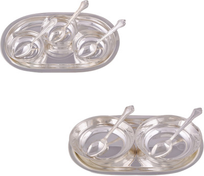

G S Museum 3 Square Bowl with Spoon and Tray and 2 5" Bowl with Spoon and Tray Bowl Spoon Tray Serving Set