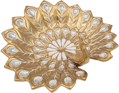 

JaipurCrafts Premium luxurious Collection 005 Gold Plated Decorative Platter(White, Gold)