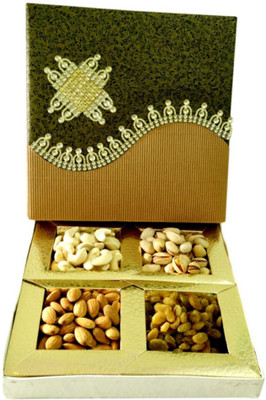 

Creative Decorative Four Partition Dry Fruits Box Gift Set For Diwali Paper Mache Decorative Platter(Multicolor)
