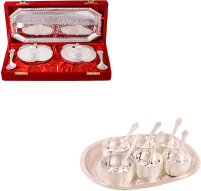 G S Museum 2 Appel Bowl With Spoon and Tray and Premium 6 Bowl Set with Oval Tray Bowl Spoon Tray Serving Set