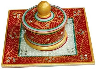

Shreeng Red Supari/Paan Box Stoneware Decorative Platter(Multicolor, Pack of 2)