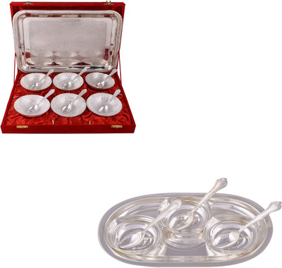 

G S Museum 6 Mor Bowl with Spoon and Tray and 3 Square Bowl with Spoon and Tray Bowl Spoon Tray Serving Set(Pack of 20)