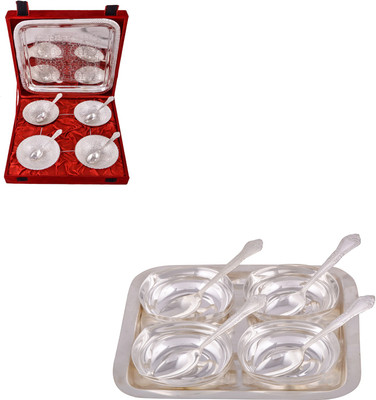 

G S Museum 4 Mor Bowl with Spoon and Tray and 4 Square Bowl with Spoon and Tray Bowl Spoon Tray Serving Set(Pack of 18)