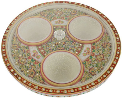 

Madhuraj Designer Dry Fruit Chakri With Three Containers Stoneware Decorative Platter(Multicolor, Pack of 4)