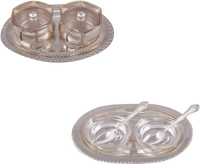 

G S Museum 2 Big Tai Loti Set and 2 Square Bowl with Spoon and Tray Bowl Spoon Tray Serving Set