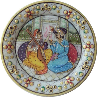 

JaipurCrafts Raja Rani Stoneware Decorative Platter(Multicolor)