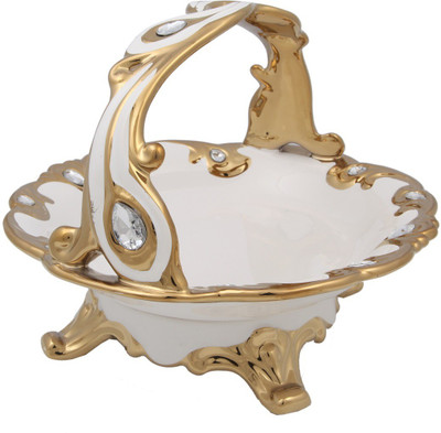 

JaipurCrafts Premium luxurious Collection 011 Gold Plated Decorative Platter(White, Gold)