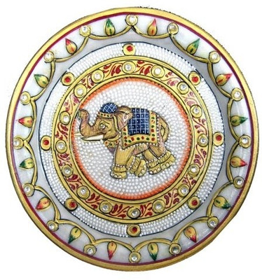 Chitrahandicraft Marble Decorative Plate Stoneware Decorative Platter(Multicolor) Chitrahandicraft Marble Decorative Plate Stoneware Decorative Platter(Multicolor)
