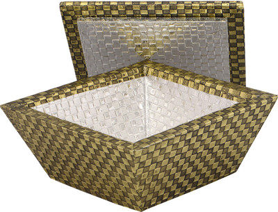 

HappyCraft Wooden, Plastic Decorative Platter(Gold)
