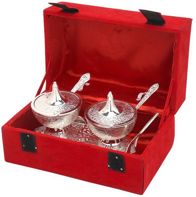 Arsalan Silver Supari Trolley Chip & Dip Tray Serving Set