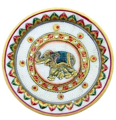 

Chitra Handicraft Marble Elephant Plate Stoneware Decorative Platter(Multicolor)