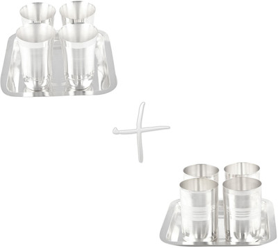 G S Museum Mayuri 4 Glass & Amrapali 4 Glass Set Dinner Set(Silver Plated)