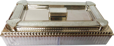 

Golddust Saloni Medium Dry fruit serving tray Plastic Decorative Platter(Silver)