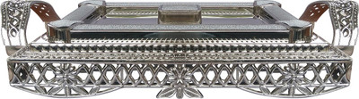 

Golddust Sitara dry fruit serving tray Plastic Decorative Platter(Silver)