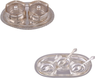 

G S Museum 2 Big Tai Loti Set and 3 Square Bowl with Spoon and Tray Bowl Spoon Tray Serving Set