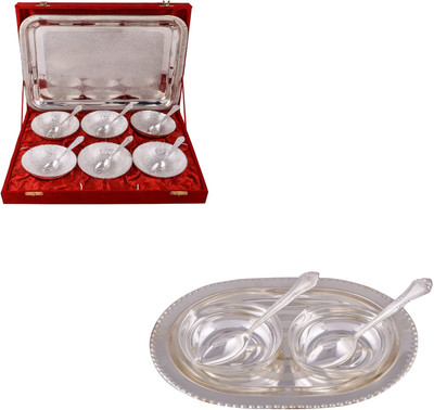 

G S Museum 6 Mor Bowl with Spoon and Tray and 2 Square Bowl with Spoon and Tray Bowl Spoon Tray Serving Set(Pack of 18)