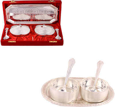 

G S Museum 2 Appel Bowl With Spoon and Tray and Premium 2 Bowl Set with Oval Tray Bowl Spoon Tray Serving Set