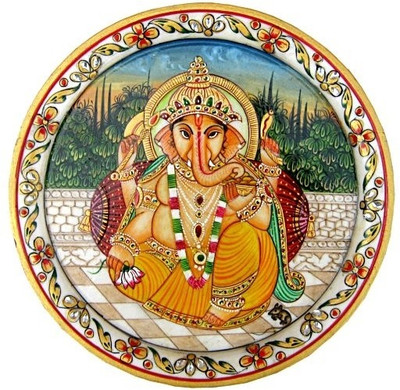 

Chitra Handicraft Marble Ganesh Plate Stoneware Decorative Platter(Multicolor)
