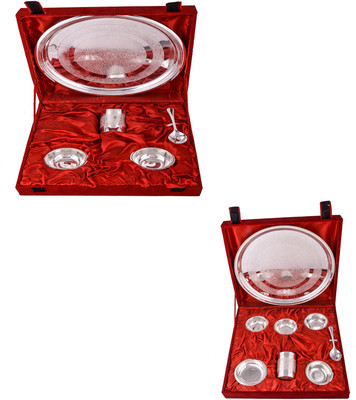 

G S Museum Small Thali Set and Big Thali Set Bowl Spoon Tray Serving Set(Pack of 13)