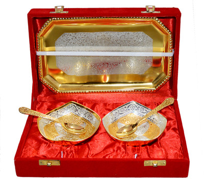 35% OFF on Marusthali Box Packing Brass Decorative Platter(Gold, Pack of 5)