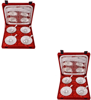 

G S Museum 4 Mor Bowl with Spoon and Tray 2 Sets Bowl Spoon Tray Serving Set(Pack of 18)