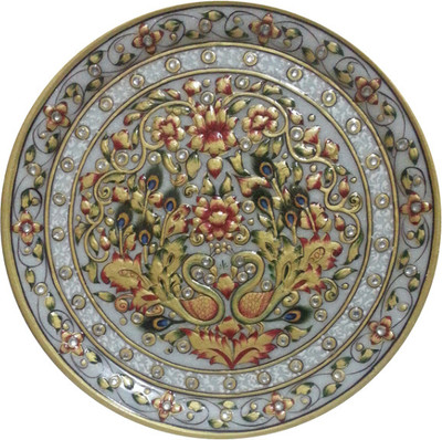 

JaipurCrafts Kunden Embossed Mayur Stoneware Decorative Platter(Multicolor)