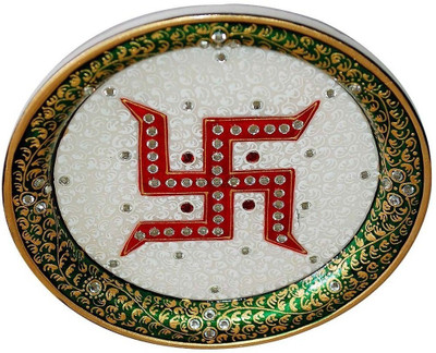 

Shreeng Swastik marble plate Stoneware Decorative Platter(Multicolor)