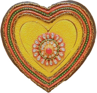 

JaipurCrafts Designer Heart Paper Mache Decorative Platter(Multicolor)