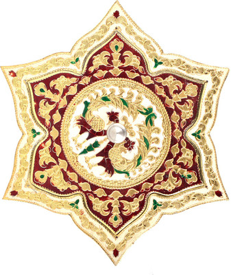 

Shreeng Shreeng Handicraft Star Shaped Golden White Meena Dry Fruit/ Multipurpose Box (25cmX25cmX5cm) Wooden Decorative Platter(Multicolor)