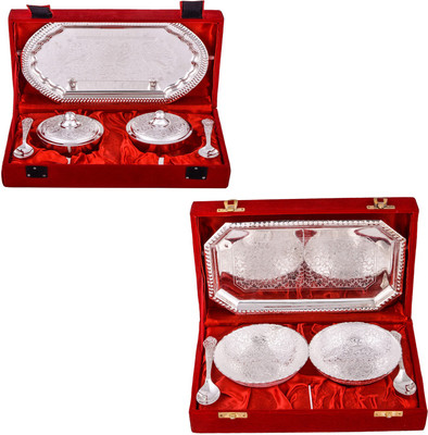 

G S Museum Supari Set with Spoon and 2 Mor Bowl with Spoon and Tray Bowl Spoon Tray Serving Set