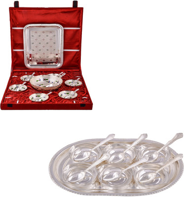 G S Museum Pudding Set and 6 Square Bowl with Spoon and Tray Bowl Spoon Tray Serving Set(Pack of 28)