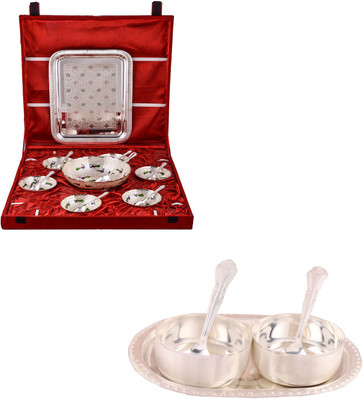 

G S Museum Pudding Set and Premium 2 Bowl Set with Oval Tray Bowl Spoon Tray Serving Set(Pack of 20)