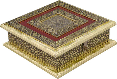 

HappyCraft Wooden, Plastic Decorative Platter(Gold, Red)