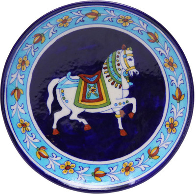 

Shilpbazaar Pottery Decorative Platter(Blue)