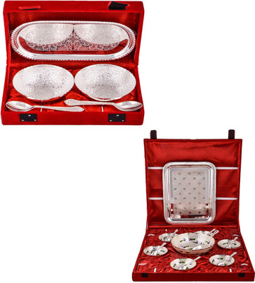 

G S Museum 2 Flower Bowl with Spoon and Tray and Pudding Set Bowl Spoon Tray Serving Set