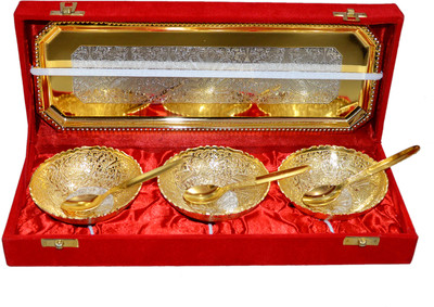 33% OFF on Marusthali Box Packing For Gift2 Brass Decorative Platter(Gold, Pack of 7)