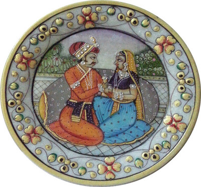 

JaipurCrafts Raja Rani Stoneware Decorative Platter(Multicolor)