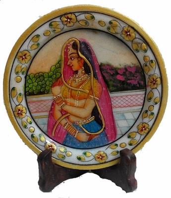 

JaipurCrafts Marble Bani Thani Stoneware Decorative Platter(Multicolor, Pack of 2)