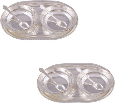 

G S Museum 2 6" Bowl with Spoon and Tray 2 Sets Bowl Spoon Tray Serving Set
